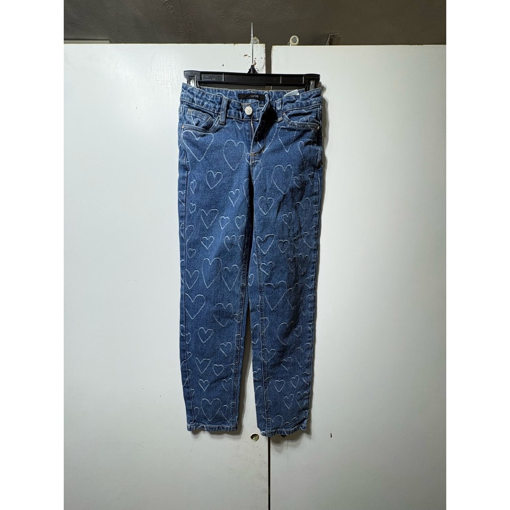 Joe's Jeans Girls 10 Blue Denim Heart Print Straight Leg Pants Casual Everyday